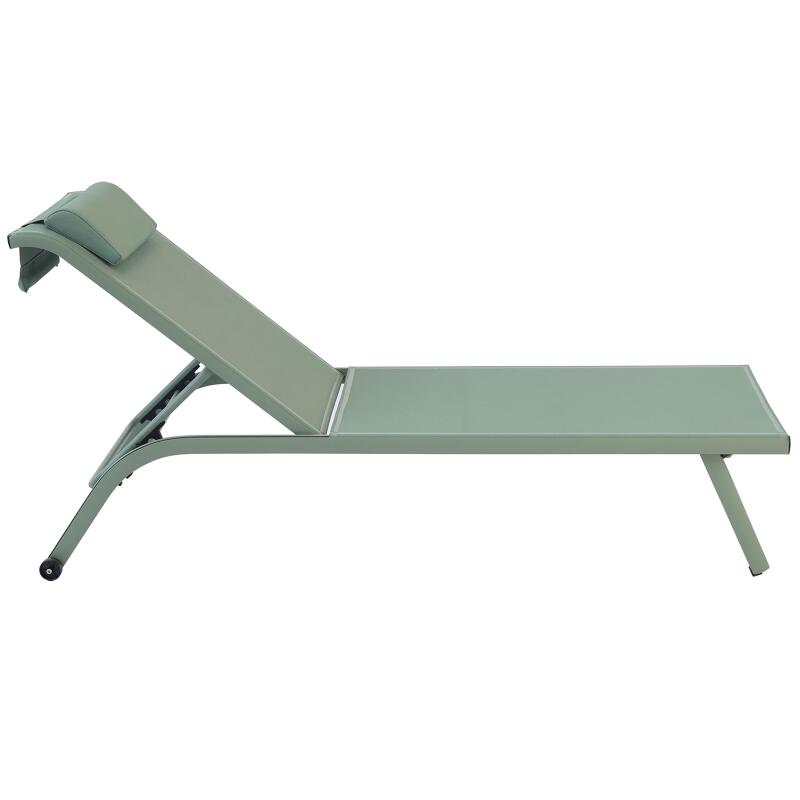 Lot de 2 bains de soleil avec roues, inclinables 4 positions