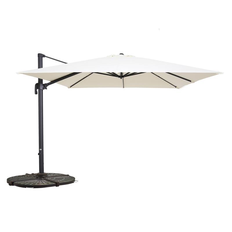 Parasol déporté carré (3 x 3m) rotatif 360° et 4 dalles lestées