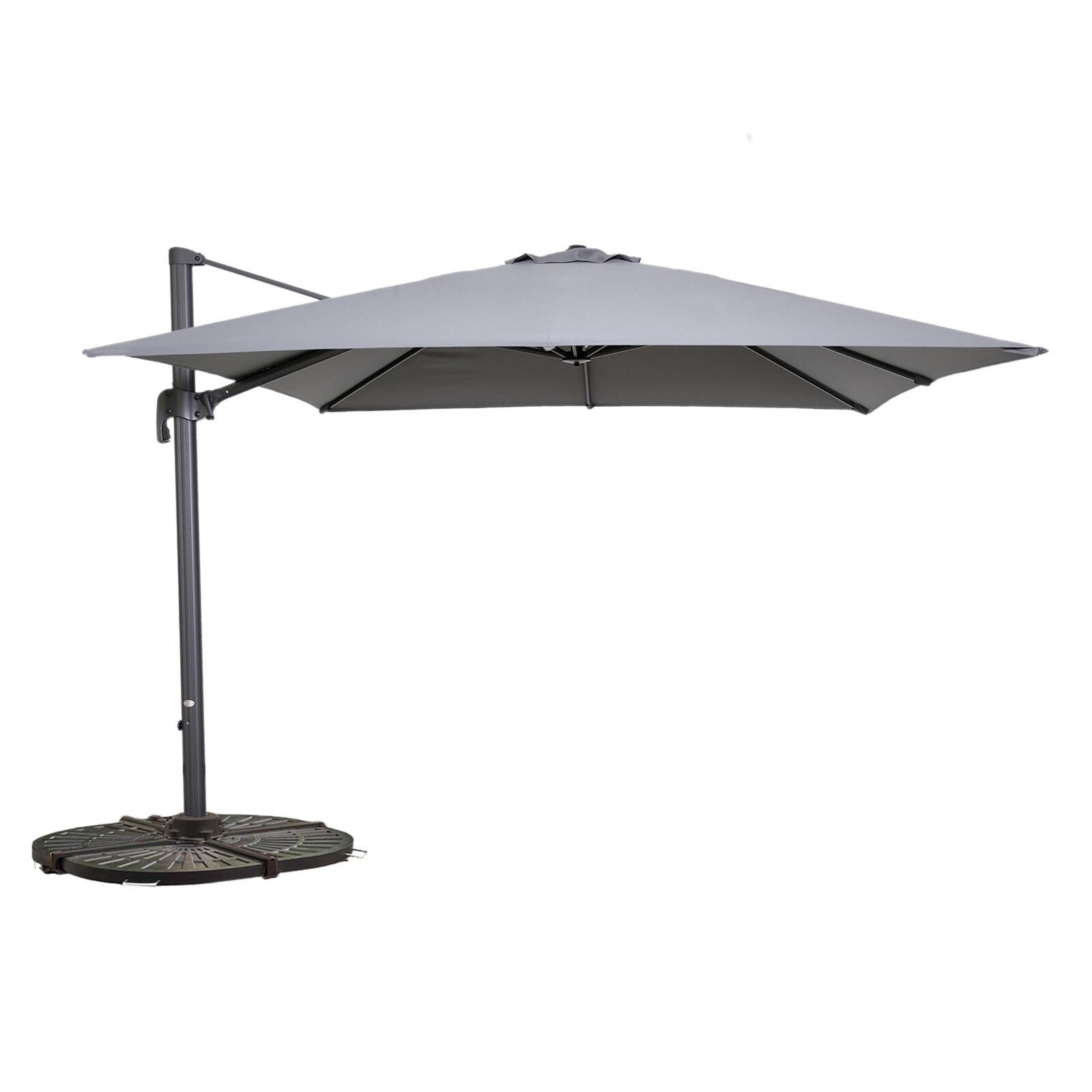 Parasol déporté carré (3 x 3m) rotatif 360° et 4 dalles lestées