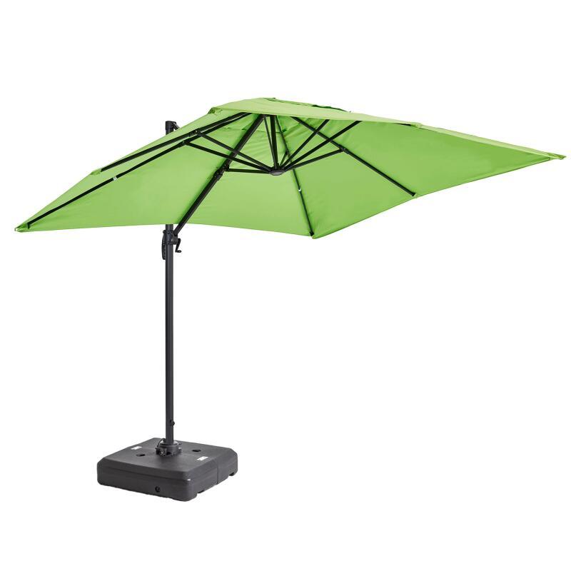 Parasol déporté rectangulaire rotatif 360° (2 x 3m) et Dalle à lester sur roues 100L
