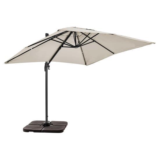 Parasol déporté 2x3 m rectangulaire inclinable rotatif 360° et 4 dalles à lester remplissables | Oviala