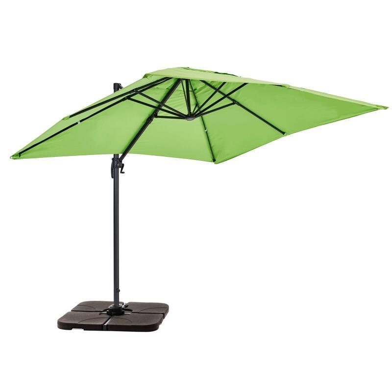 Parasol déporté rectangulaire (2x3m) rotatif 360° et 4 dalles à lester remplissables