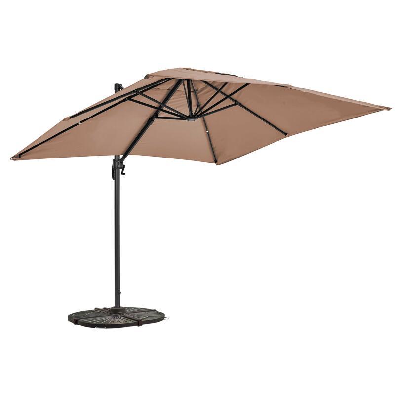 Parasol déporté rectangulaire rotatif 360° (2 x 3m) et 4 dalles lestées