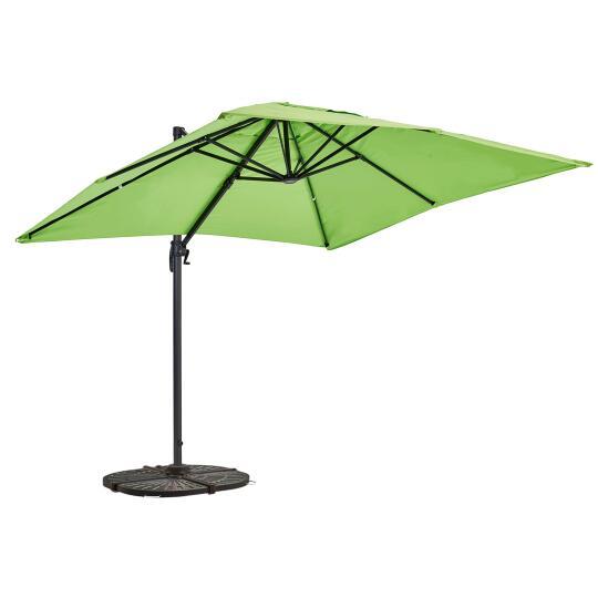Parasol déporté rectangulaire rotatif 360° (2 x 3m) et 4 dalles lestées
