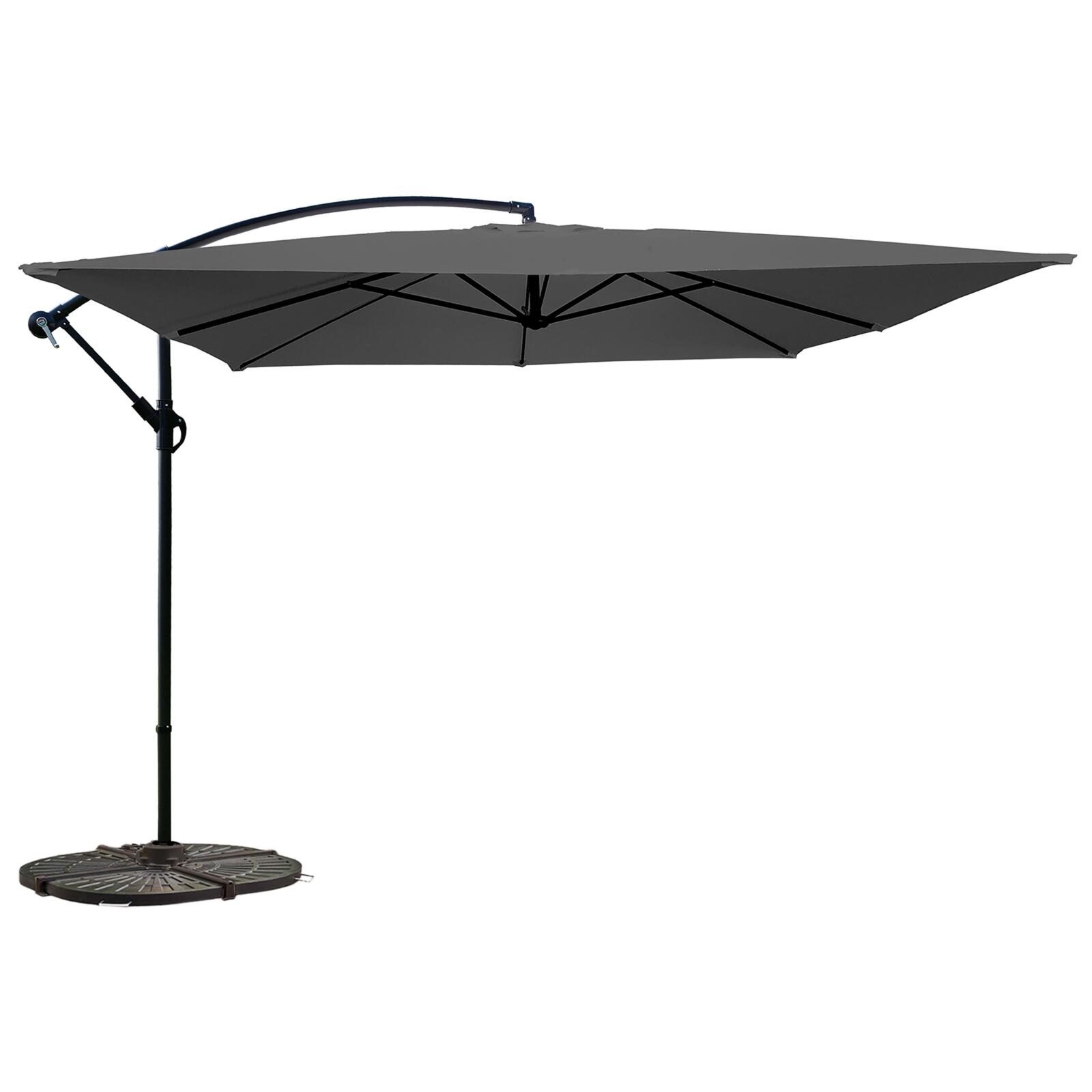 Parasol déporté carré (3 x 3m) et 4 dalles lestées