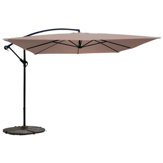 Parasol déporté carré (3 x 3m) et 4 dalles lestées