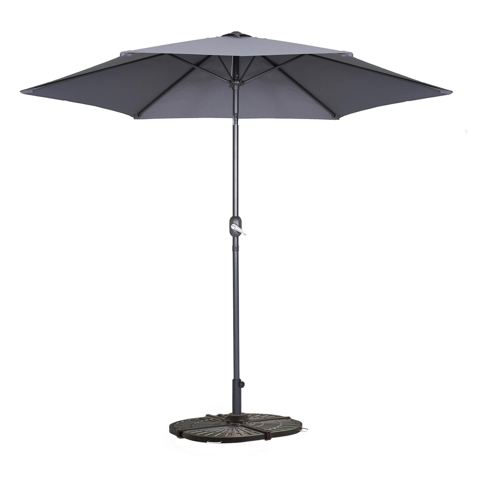 Parasol droit inclinable (Ø3m) avec pied pliant et 4 dalles lestées