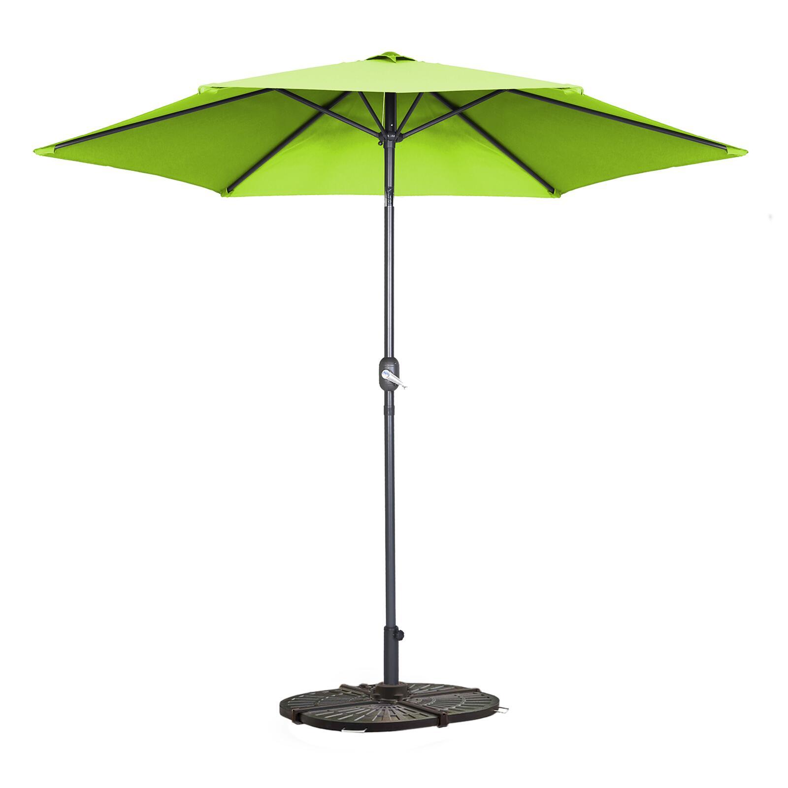 Parasol droit inclinable (Ø3m) avec pied pliant et 4 dalles lestées
