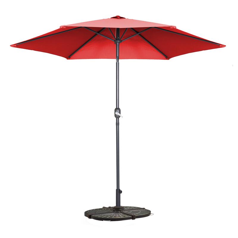 Parasol droit inclinable (Ø3m) avec pied pliant et 4 dalles lestées