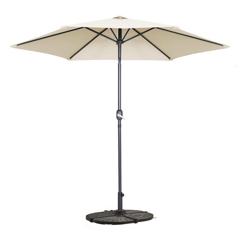 Parasol droit inclinable (Ø3m) avec pied pliant et 4 dalles lestées