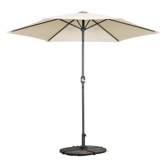 Parasol droit inclinable à manivelle Ø3 m avec 4 dalles lestées | Oviala