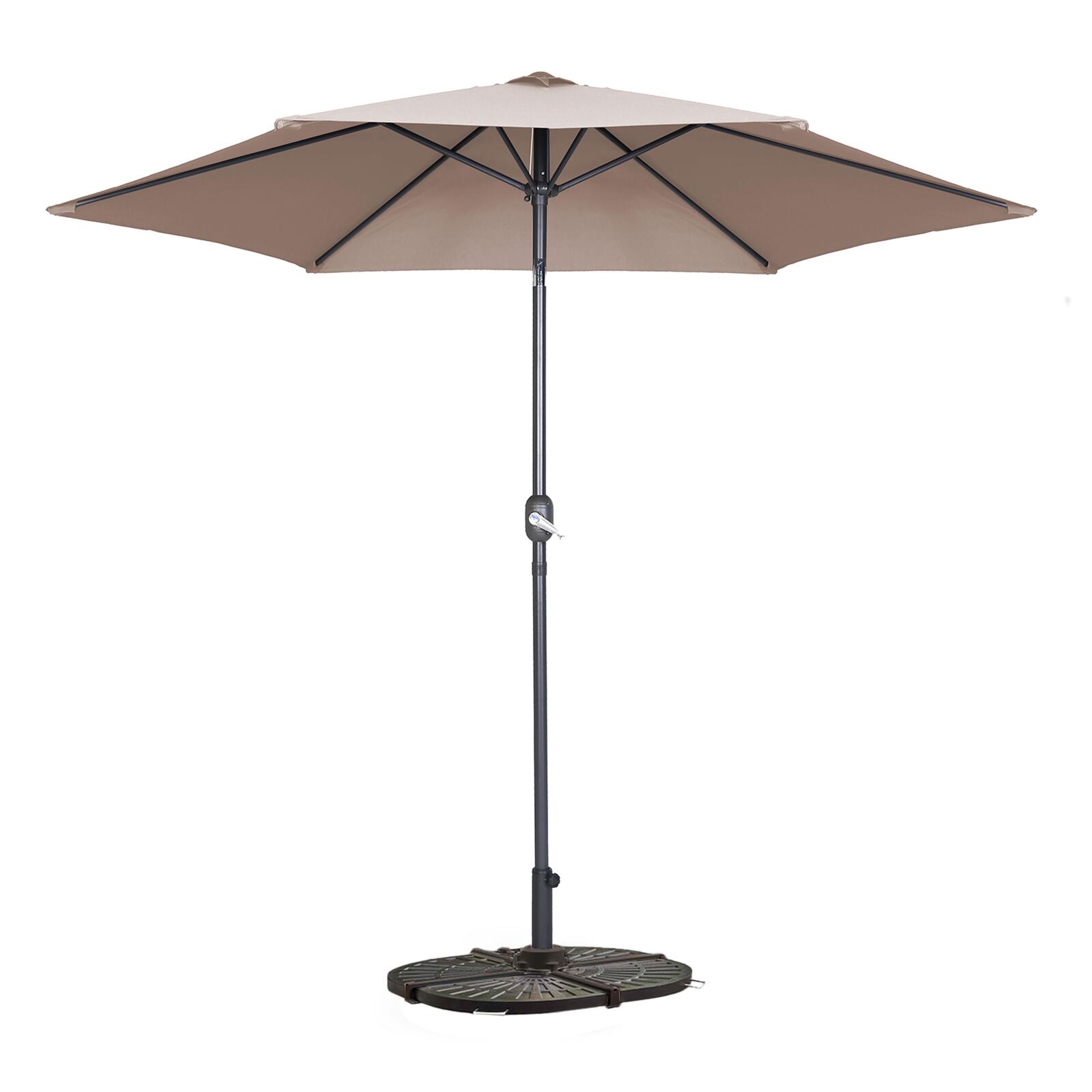 Parasol droit inclinable (Ø3m) avec pied pliant et 4 dalles lestées