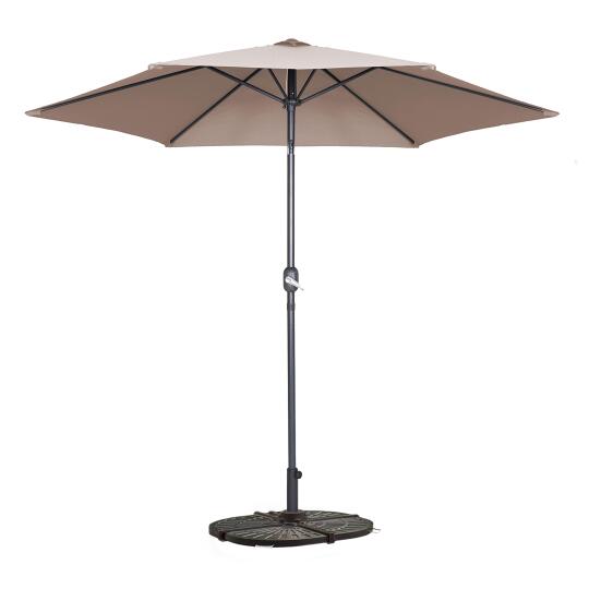 Parasol droit inclinable (Ø3m) avec pied pliant et 4 dalles lestées