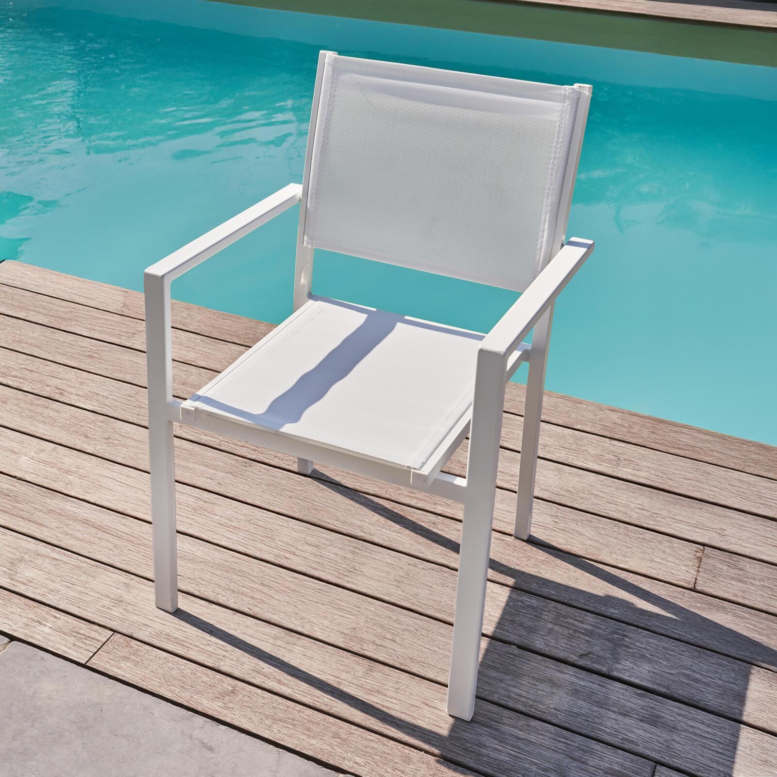Chaise de jardin en aluminium et textilène avec accoudoirs