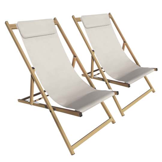 Lot de 2 chiliennes en aluminium inclinables 4 positions
