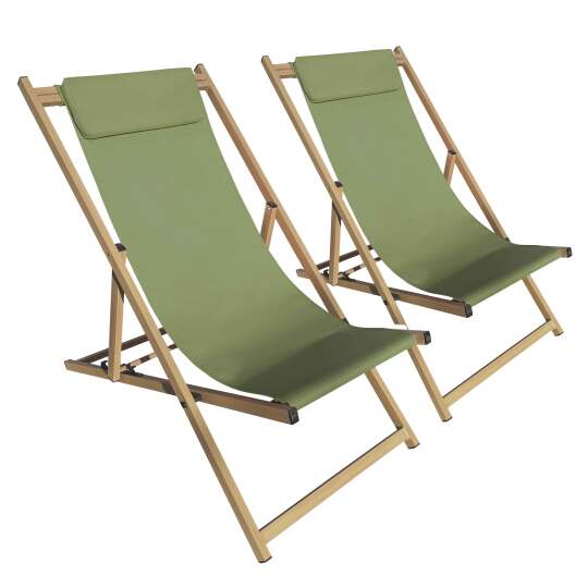 Lot de 2 chiliennes en aluminium inclinables 4 positions