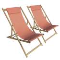 Lot de 2 chiliennes en aluminium inclinables 4 positions