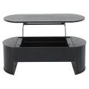 Table basse ovale relevable en mélaminé effet bois