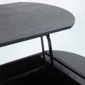 Table basse ovale relevable en mélaminé effet bois