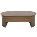 Table basse ovale relevable en mélaminé effet bois