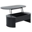 Table basse ovale relevable en mélaminé effet bois
