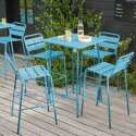 Table haute de jardin carrée en métal 70x70 cm et 4 chaises hautes - Ambiance