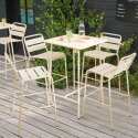 Table haute de jardin carrée en métal 70x70 cm et 4 chaises hautes - Ambiance