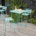 Table haute de jardin bistrot carrée en métal 70x70 cm et 2 chaises hautes - Ambiance