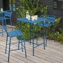Table haute de jardin bistrot carrée en métal 70x70 cm et 2 chaises hautes - Ambiance