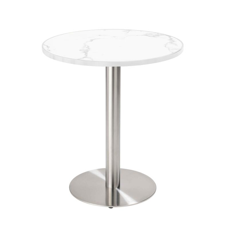 Table à manger ronde Ø 60 cm en contreplaqué avec revêtement stratifié et bords en aluminium