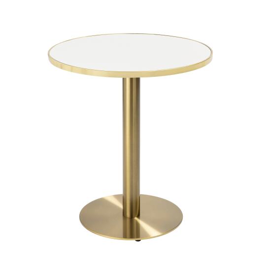 Table à manger ronde Ø 60 cm en contreplaqué avec revêtement stratifié et bords en aluminium