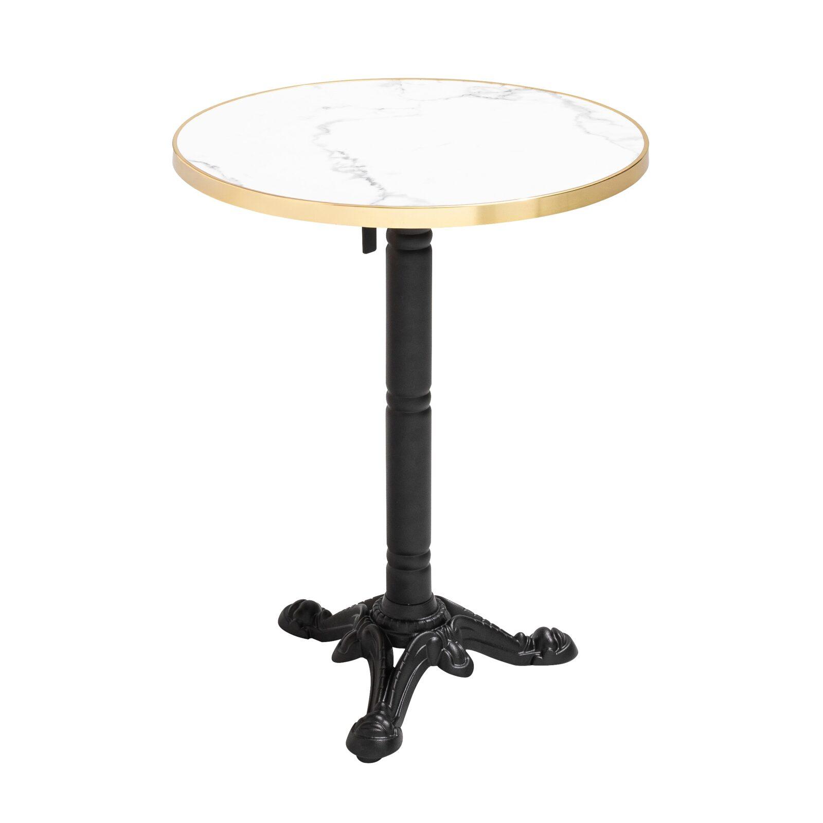 Table à manger ronde inclinable Ø 60 cm en contreplaqué avec revêtement stratifié et bords en aluminium