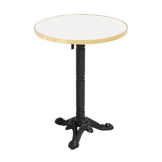 Table ronde en stratifié 2 personnes inclinable avec bords en aluminium et pied en fonte Ø60 cm | Oviala