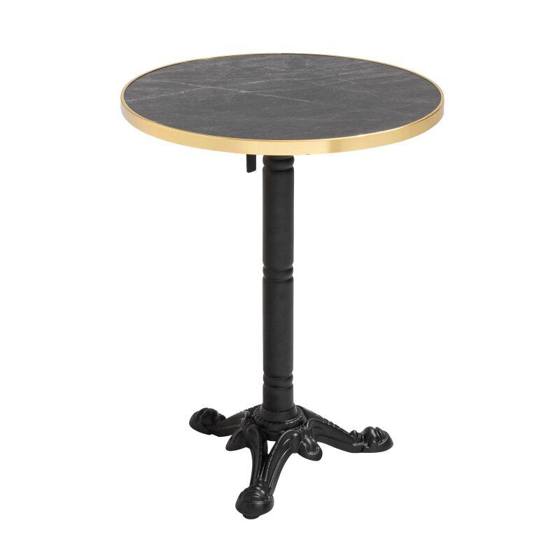 Table à manger ronde inclinable Ø 60 cm en contreplaqué avec revêtement stratifié et bords en aluminium