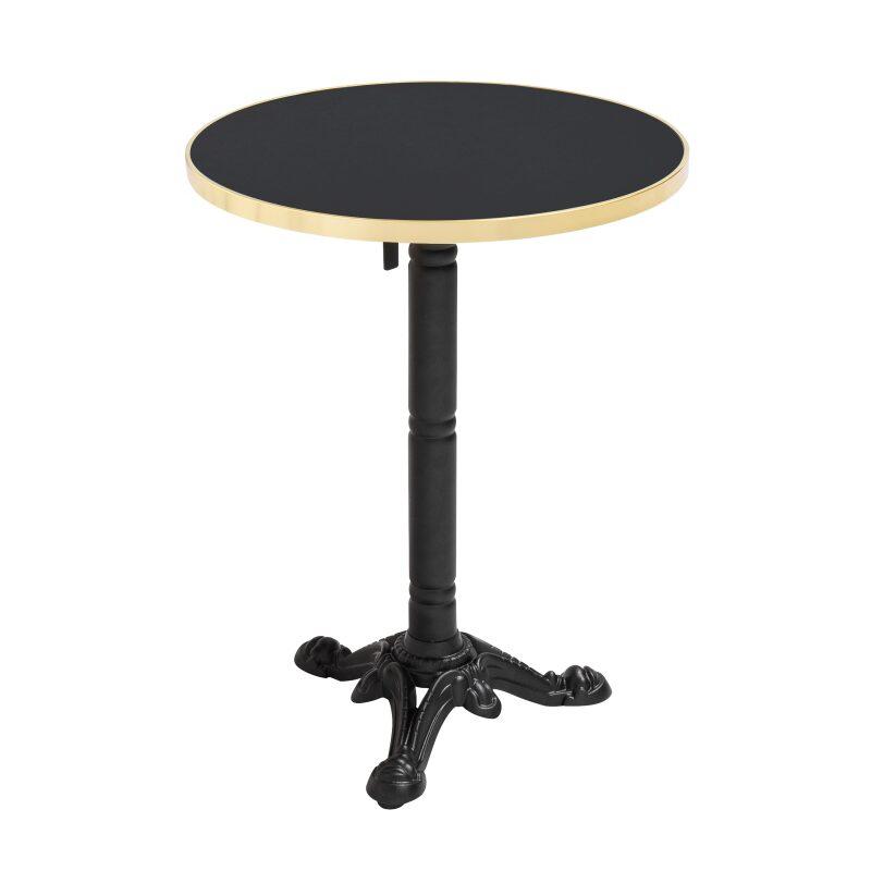 Table à manger ronde inclinable Ø 60 cm en contreplaqué avec revêtement stratifié et bords en aluminium