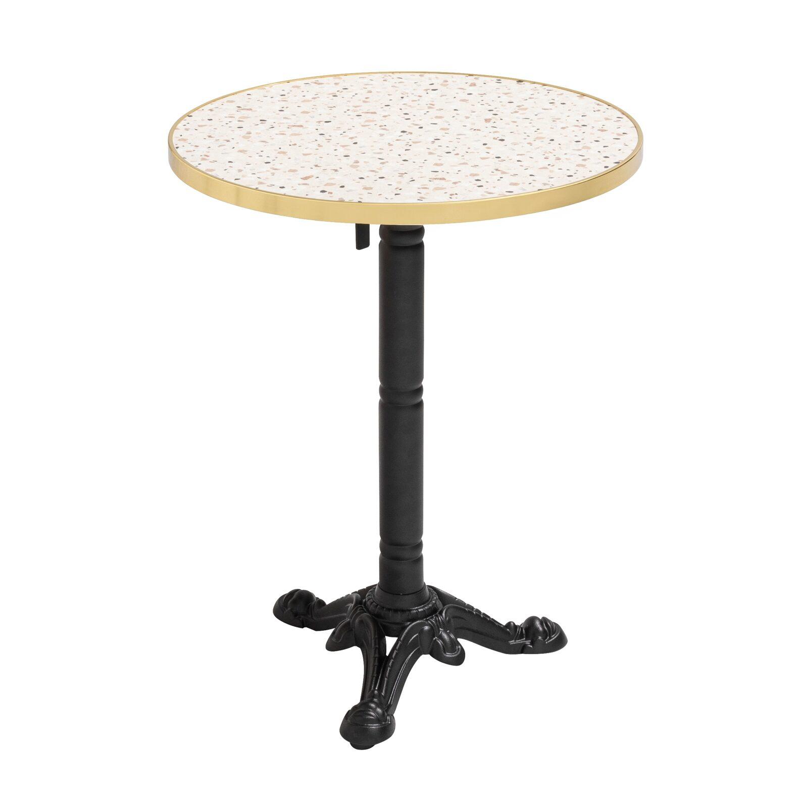Table à manger ronde inclinable Ø 60 cm en contreplaqué avec revêtement stratifié et bords en aluminium