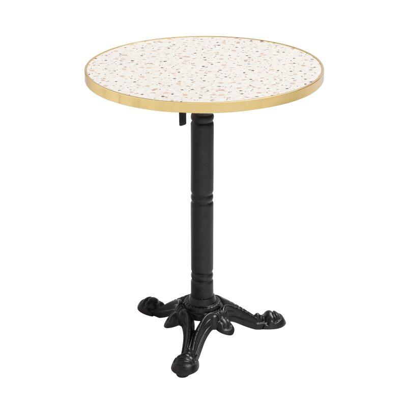 Table à manger ronde inclinable Ø 60 cm en contreplaqué avec revêtement stratifié et bords en aluminium