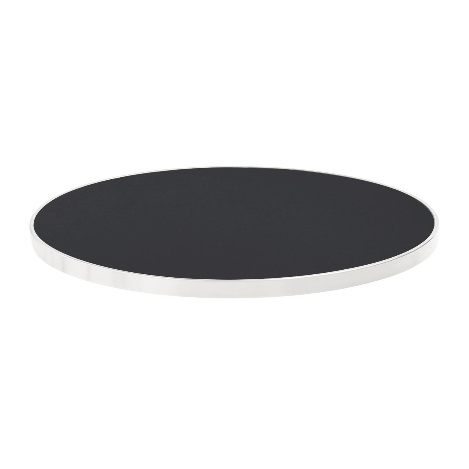 Table à manger ronde inclinable Ø 60 cm en contreplaqué avec revêtement stratifié et bords en aluminium