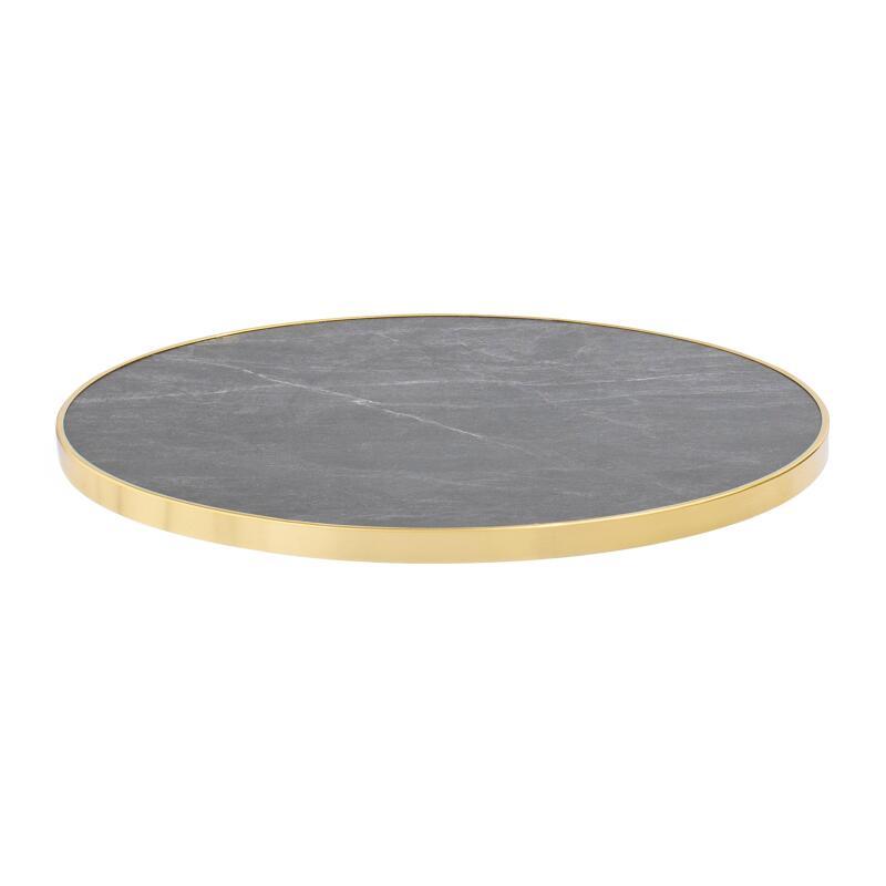 Table à manger ronde inclinable Ø 60 cm en contreplaqué avec revêtement stratifié et bords en aluminium