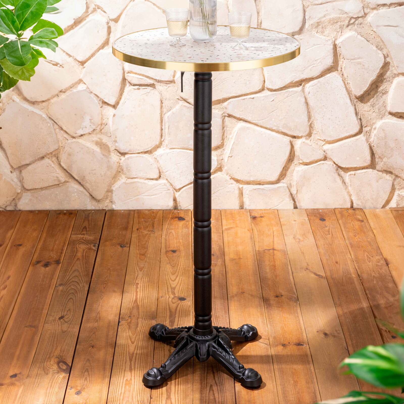 Table haute inclinable Ø 60 cm en contreplaqué avec revêtement stratifié et bords en aluminium