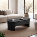 Table basse ovale relevable en mélaminé effet bois