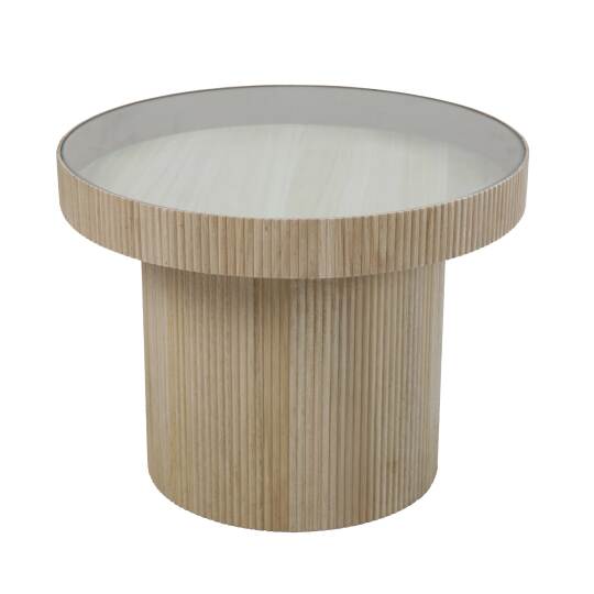 Table basse en MDF, bois et verre trempé