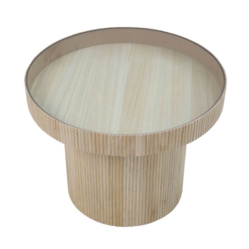 Table basse en MDF, bois et verre trempé