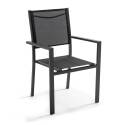 Table de jardin rectangulaire 240 x 95 cm en bois d'acacia et 10 chaises avec accoudoirs en aluminium