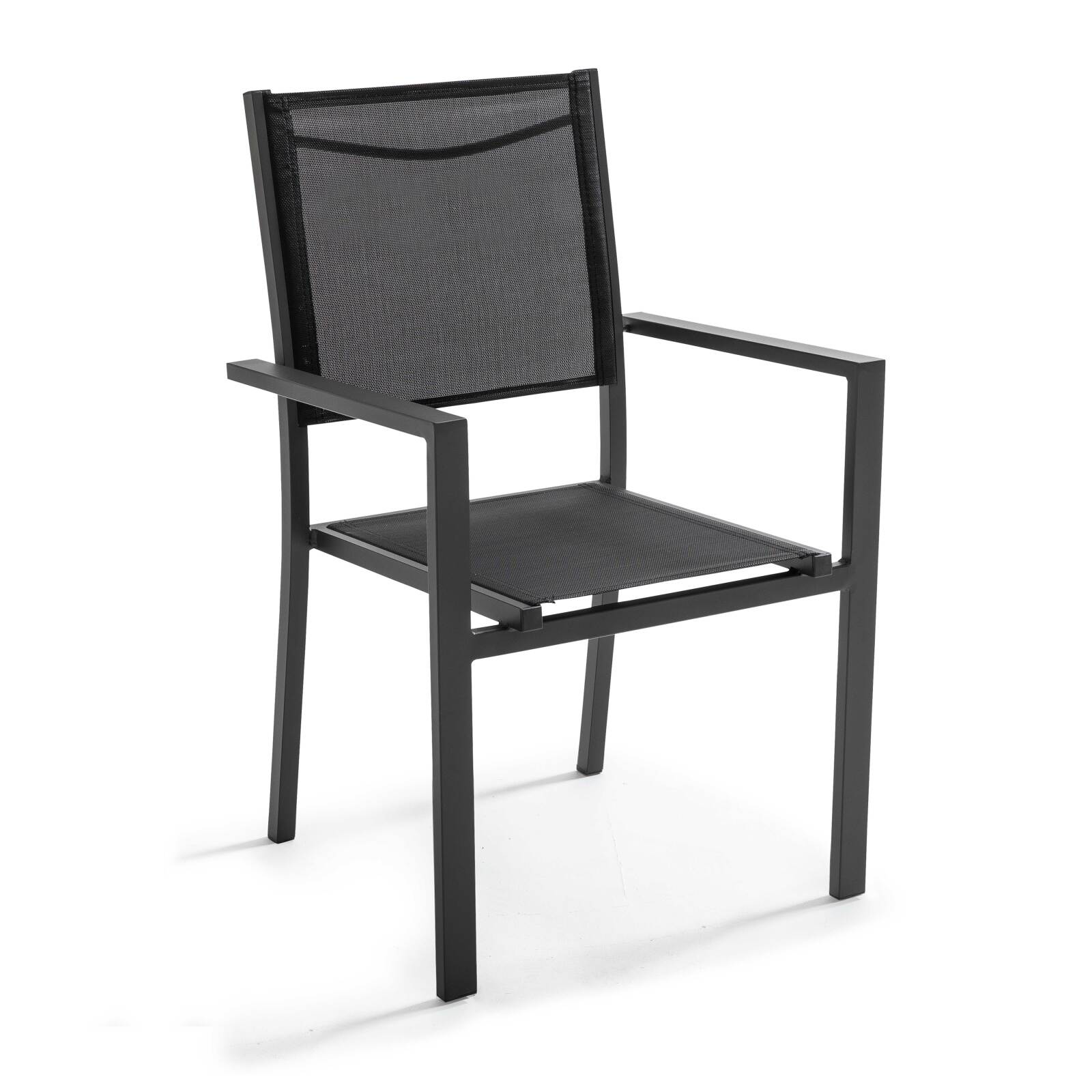 Table de jardin rectangulaire 200 x 95 cm en aluminium/bois d'acacia et 8 chaises avec accoudoirs