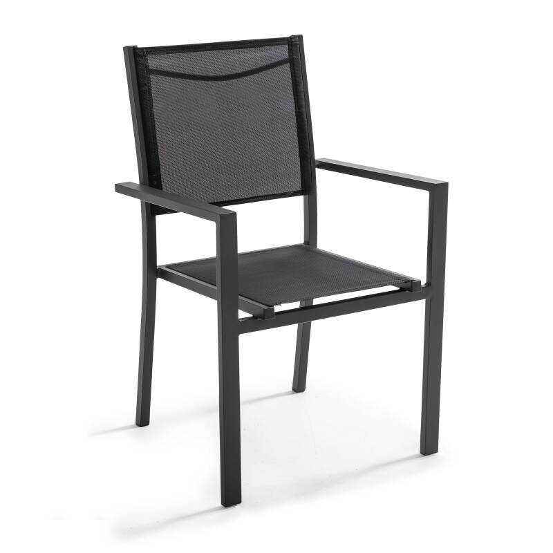 Table de jardin rectangulaire 200 x 95 cm en aluminium/bois d'acacia et 8 chaises avec accoudoirs