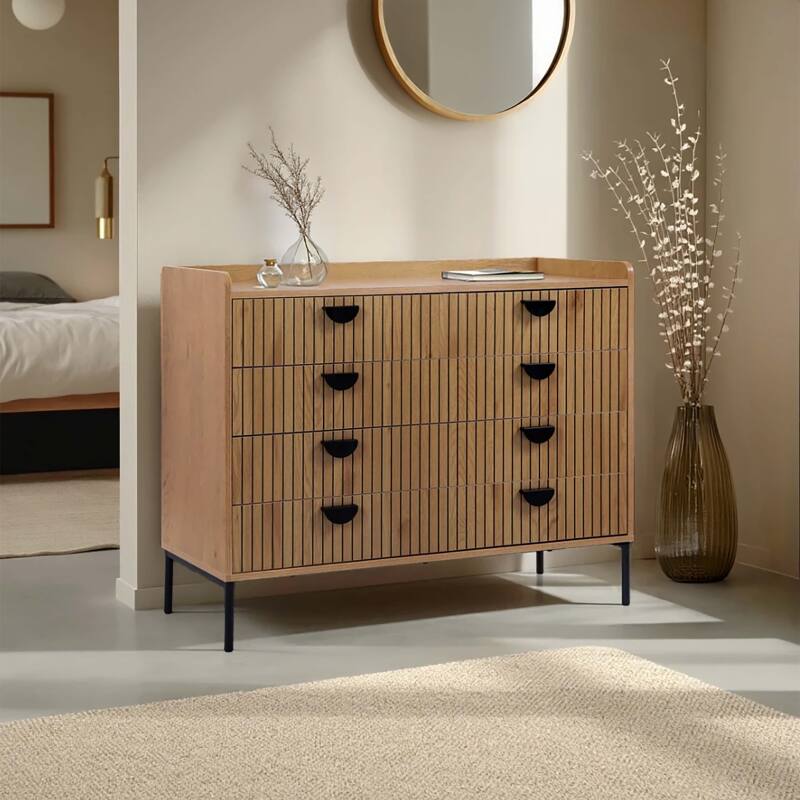 Commode à 5 tiroirs en MDF décor mélaminé 100 cm