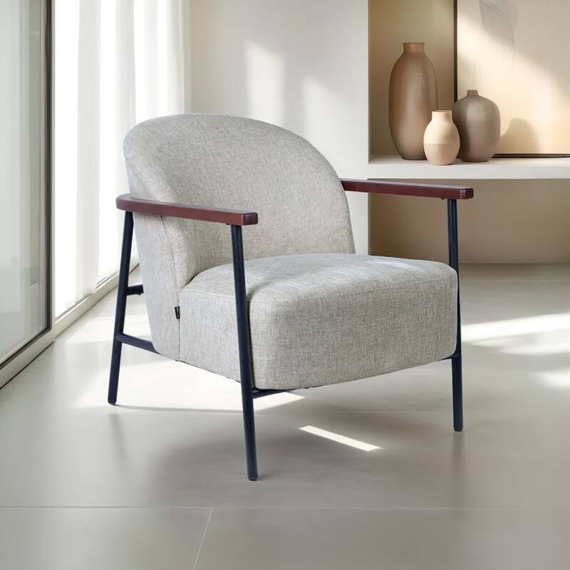 Fauteuil relax en acier, bois et tissu