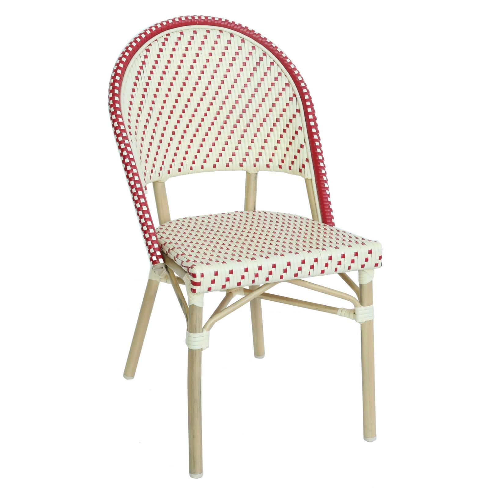 Chaise de jardin style bistrot parisien en aluminium et rotin synthétique