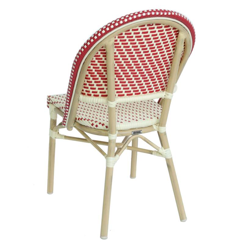 Chaise de jardin style bistrot parisien en aluminium et rotin synthétique